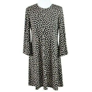 Julian Taylor Dress Fit & Flare Bell Sleeves Polka-Dot Black & Cream Women's  8